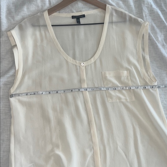 Eileen Fisher Silk Sleeveless‎ Blouse Ivory Button Down Size Medium - Picture 6 of 8